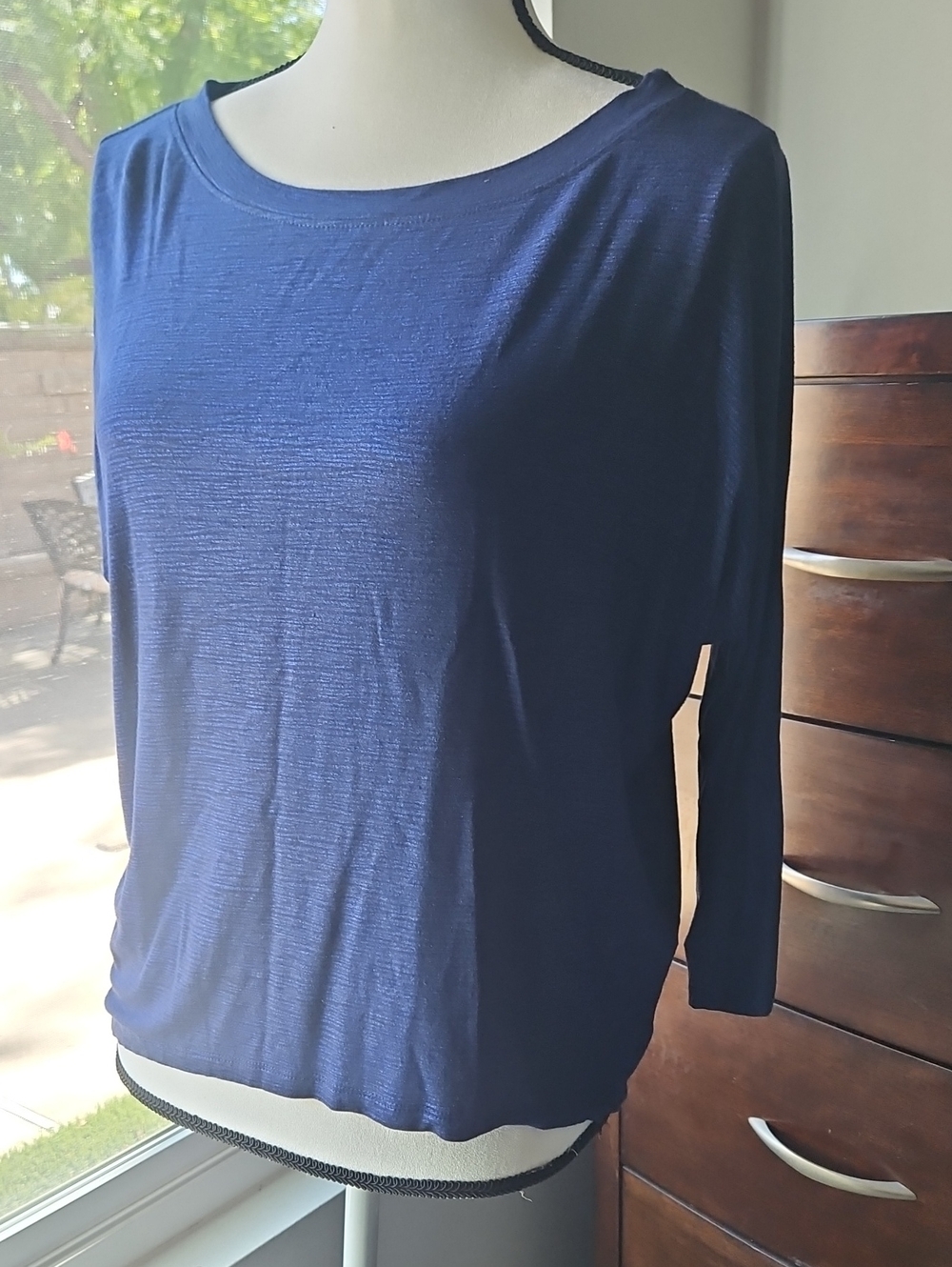 Fenn Wright Manson Navy Blue Long Sleeve Boatneck Top M